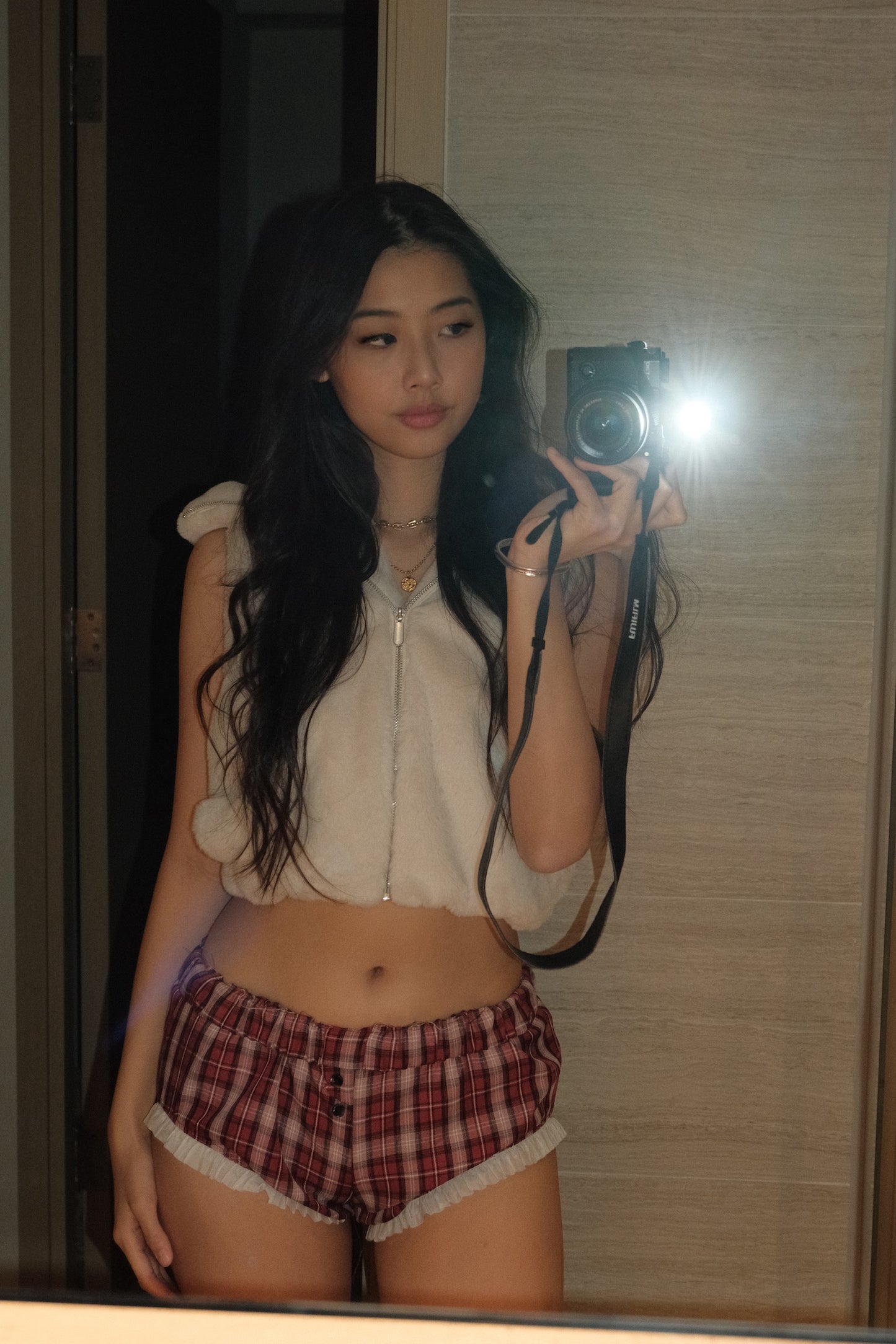 Berry Plaid Ruffle Shortie