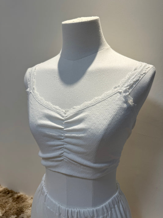 Ruched Lace Knit Top